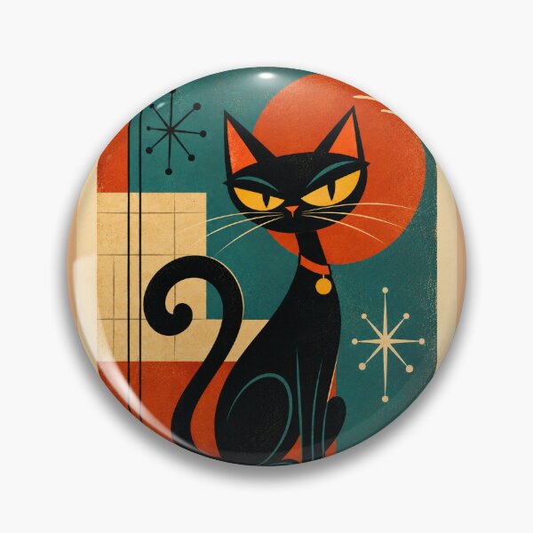 Item preview, Atomic Attitude: Mid-Century Black Cat designed and sold by Retroteez.