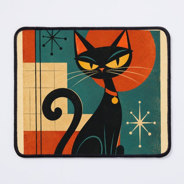 Item preview, Atomic Attitude: Mid-Century Black Cat designed and sold by Retroteez.