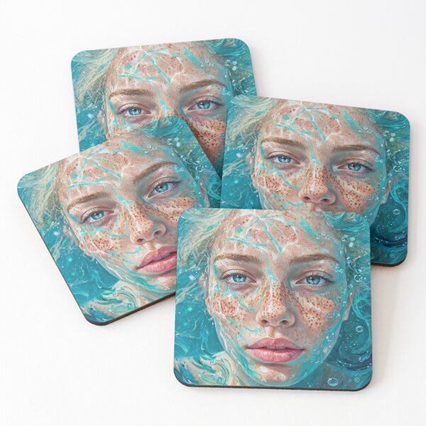 Item preview, Aqua Freckles - Blonde Underwater Portrait in Turquoise Water with Bubbles designed and sold by Surviving Monday Club.