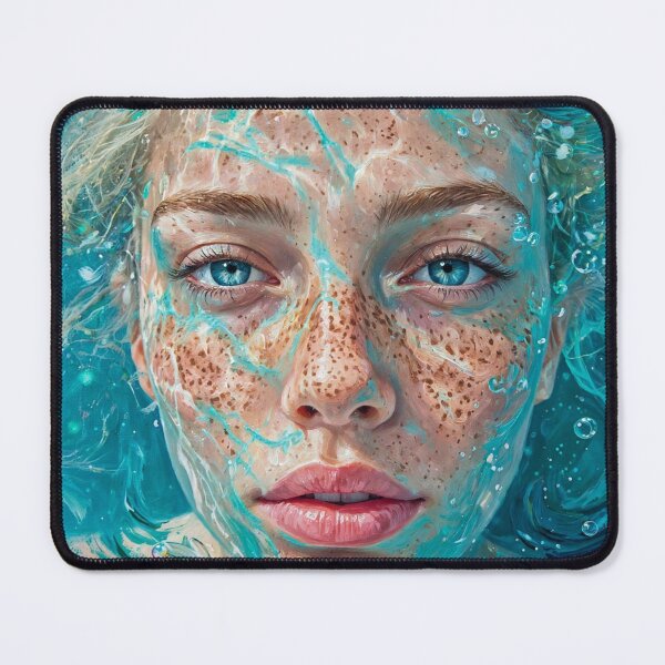 Item preview, Aqua Freckles - Blonde Underwater Portrait in Turquoise Water with Bubbles designed and sold by Surviving Monday Club.