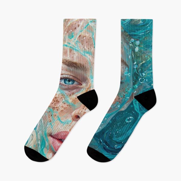 Item preview, Aqua Freckles - Blonde Underwater Portrait in Turquoise Water with Bubbles designed and sold by Surviving Monday Club.