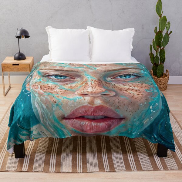 Item preview, Aqua Freckles - Blonde Underwater Portrait in Turquoise Water with Bubbles designed and sold by Surviving Monday Club.