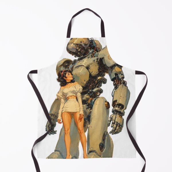 Item preview, Retro Robot Pin-Up | Vintage Sci-Fi Girl & Giant Mecha designed and sold by Cosplayvintage.