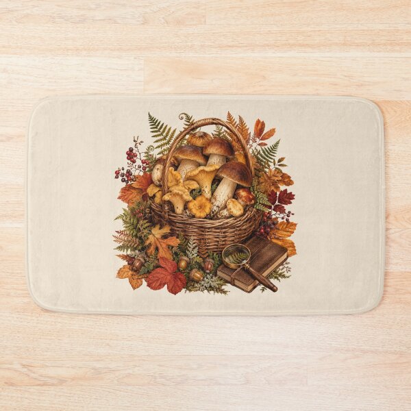 Item preview, Woodland Harvest – Autumn Mushroom Forager Botanical Art designed and sold by astersgraphics.