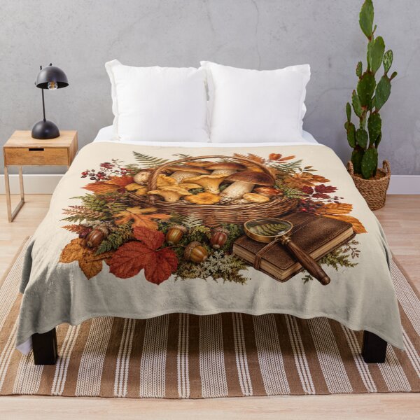 Item preview, Woodland Harvest – Autumn Mushroom Forager Botanical Art designed and sold by astersgraphics.