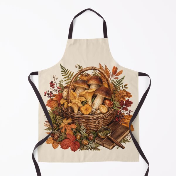 Item preview, Woodland Harvest – Autumn Mushroom Forager Botanical Art designed and sold by astersgraphics.