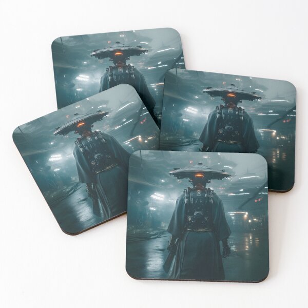 Item preview, Sci-Fi Chinese Wanderer Wall Art, Neon Rain City Poster designed and sold by AetherianArchive.