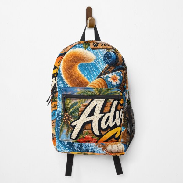 Item preview, Adventure Cat Surfing Tropical Beach Cat Retro Ocean Adventure Design designed and sold by TeeVibeHaus.
