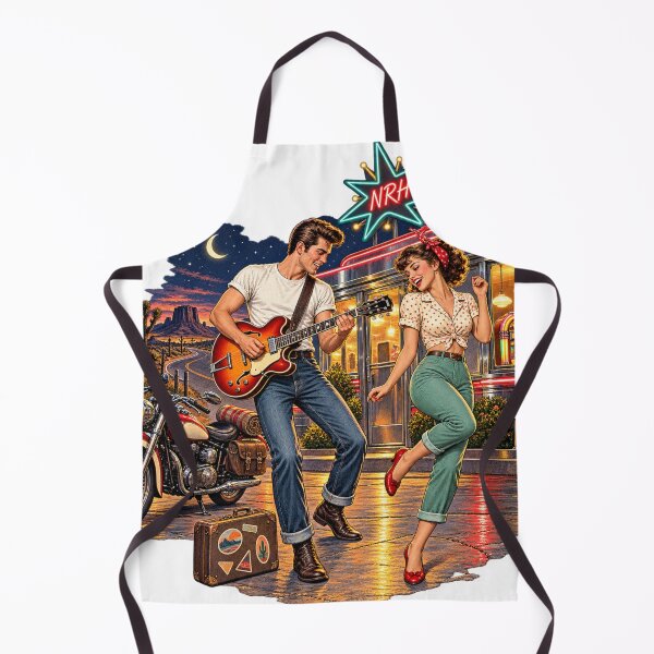 Item preview, Vintage Rockabilly Diner Dance Motorcycle Couple Art designed and sold by Normandy Road Heritage™ - Vintage Garage Art.