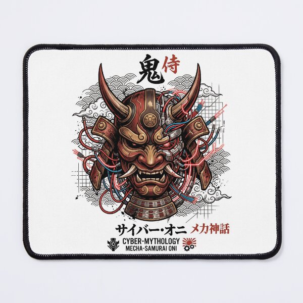 Item preview, Cyberpunk Oni Mask Samurai Mecha Japanese Demon Streetwear designed and sold by mood-draftsman.