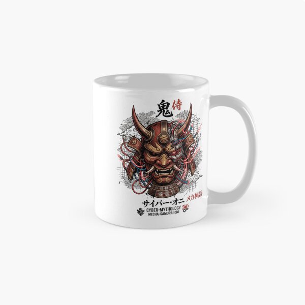 Item preview, Cyberpunk Oni Mask Samurai Mecha Japanese Demon Streetwear designed and sold by mood-draftsman.