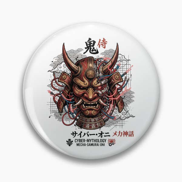 Item preview, Cyberpunk Oni Mask Samurai Mecha Japanese Demon Streetwear designed and sold by mood-draftsman.