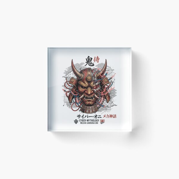 Item preview, Cyberpunk Oni Mask Samurai Mecha Japanese Demon Streetwear designed and sold by mood-draftsman.
