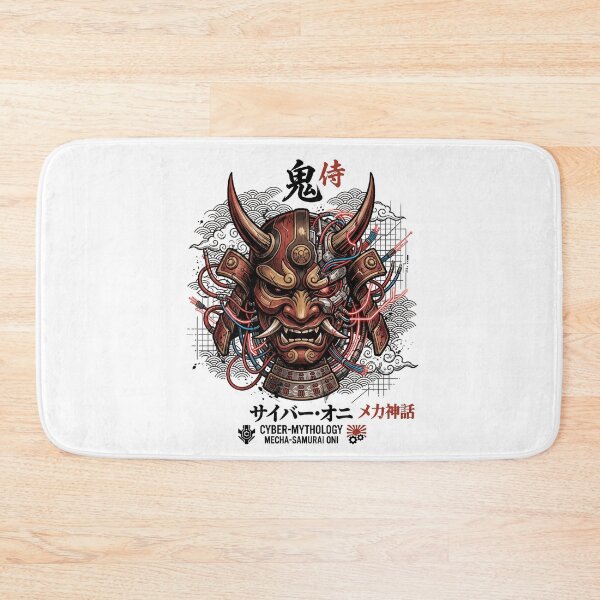 Item preview, Cyberpunk Oni Mask Samurai Mecha Japanese Demon Streetwear designed and sold by mood-draftsman.