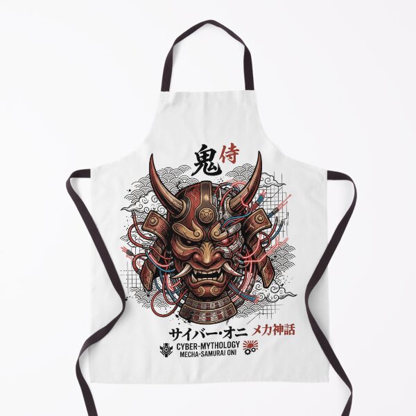 Item preview, Cyberpunk Oni Mask Samurai Mecha Japanese Demon Streetwear designed and sold by mood-draftsman.