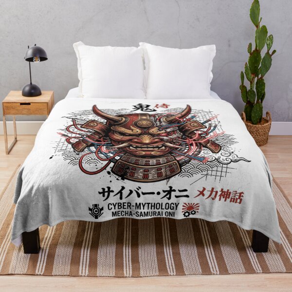 Item preview, Cyberpunk Oni Mask Samurai Mecha Japanese Demon Streetwear designed and sold by mood-draftsman.