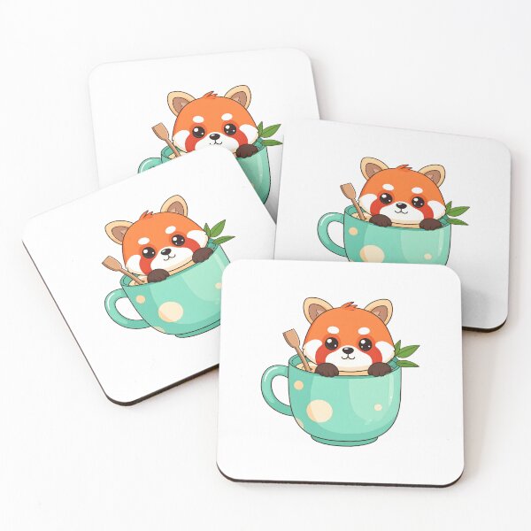 Item preview, Cute Red Panda in Coffee Mug Kawaii Animal Sticker & T-Shirt designed and sold by ASN STUDIO.
