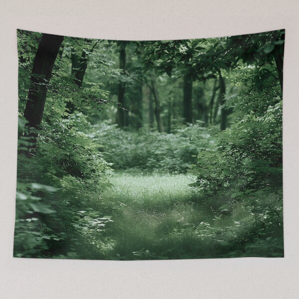 Item preview, Green Summer Forest Clearing Sunlit Woodland Path designed and sold by Nine Lives Studio.
