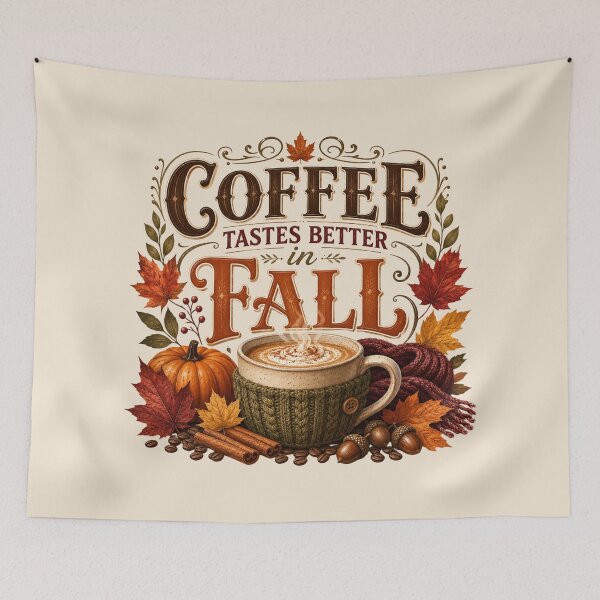 Item preview, Coffee Tastes Better in Fall – Cozy Autumn Coffee Lover Design designed and sold by astersgraphics.