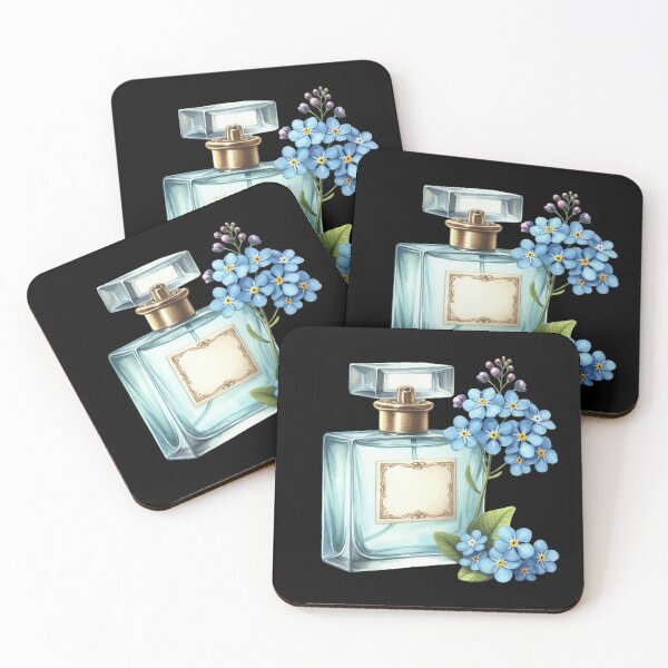 Item preview, Perfume Bottle with Blue Flowers designed and sold by virdeiz.