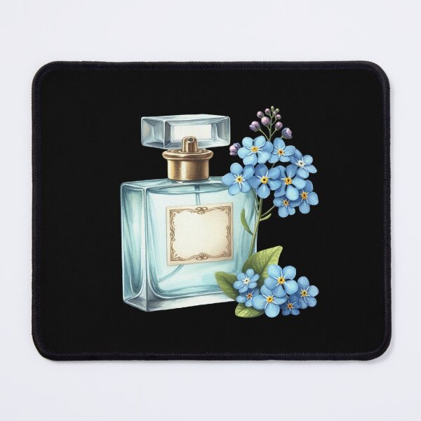Item preview, Perfume Bottle with Blue Flowers designed and sold by virdeiz.