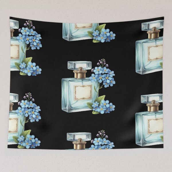 Item preview, Perfume Bottle with Blue Flowers designed and sold by virdeiz.