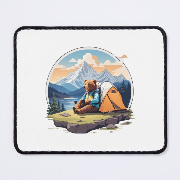 Item preview, Chill Bear Camping Mountain Badge designed and sold by No Talk Studio .