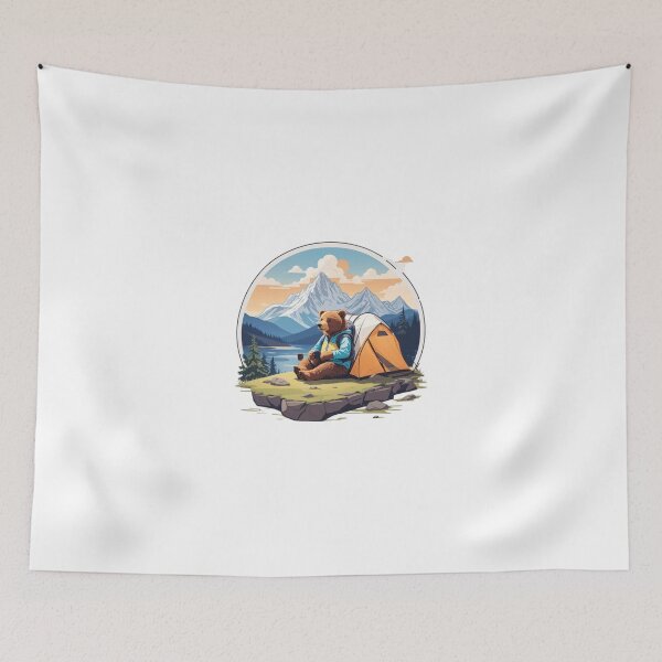 Item preview, Chill Bear Camping Mountain Badge designed and sold by No Talk Studio .