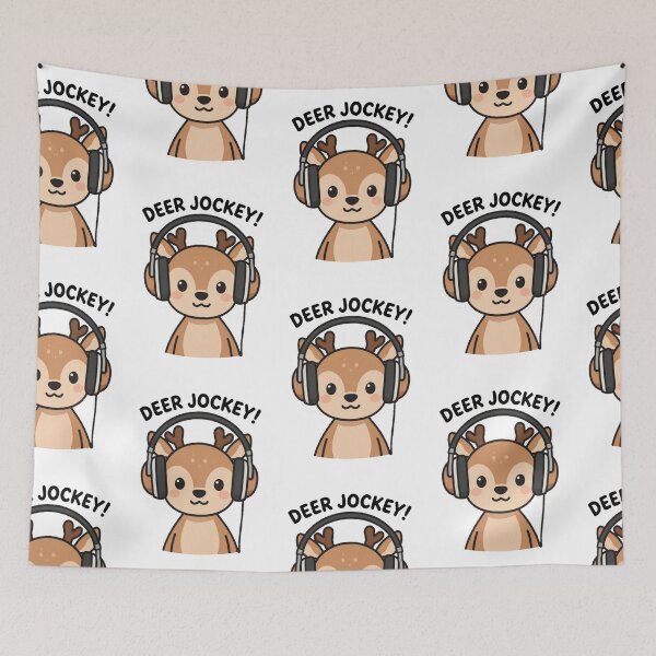 Item preview, Funny Cute Kawaii Cartoon Music DJ Style Deer with Earphones DEER JOCKEY! designed and sold by Giulivo Store Graphic.