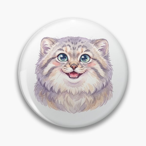 Item preview, Happy Manul Energy | Cute Smiling Pallas Cat (Manul) Watercolor Design designed and sold by HelgaCraftery.