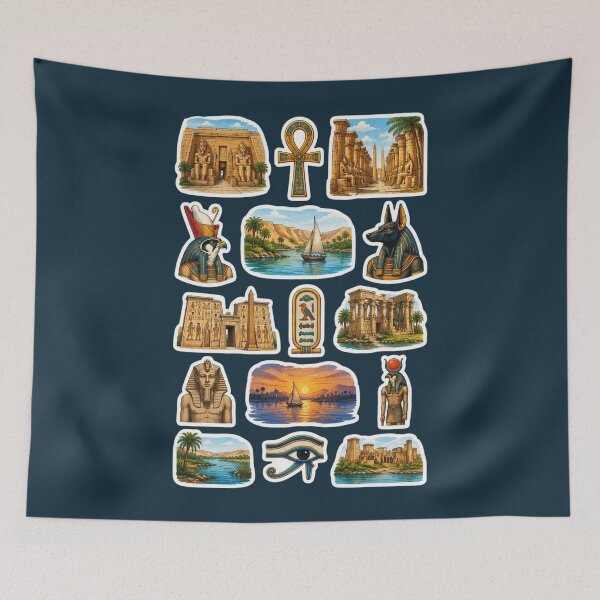 Item preview, Ancient Egypt Heritage Sticker Collage | Egyptian Temples, Gods & Nile designed and sold by Yasmine Mohammed.