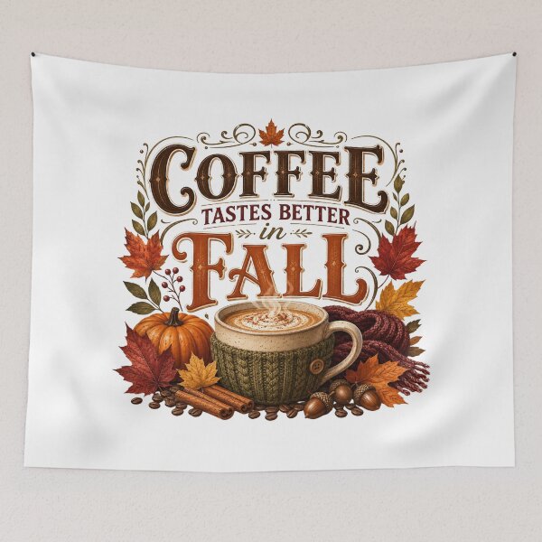 Item preview, Coffee Tastes Better in Fall – Cozy Autumn Coffee Lover Design designed and sold by astersgraphics.