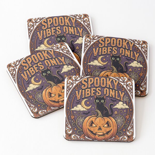 Item preview, Spooky Vibes Only - Vintage Halloween Black Cat & Pumpkin designed and sold by abdlhakim taoufik.