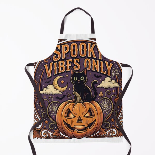 Item preview, Spooky Vibes Only - Vintage Halloween Black Cat & Pumpkin designed and sold by abdlhakim taoufik.