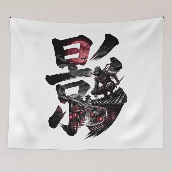 Item preview, Shadow Ninja Kanji Japanese Shinobi Assassin Blood Moon Aesthetic designed and sold by mood-draftsman.