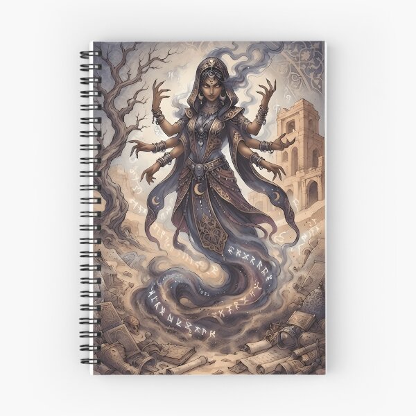 Item preview, The Sand Djinn: Multi-Armed Mystic with Arabian Ruins & Scroll designed and sold by CursedTeaDesigns.