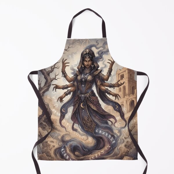 Item preview, The Sand Djinn: Multi-Armed Mystic with Arabian Ruins & Scroll designed and sold by CursedTeaDesigns.