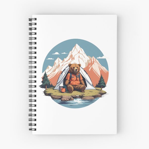 Item preview, Hiker Bear Camping Sunset Mountain Badge designed and sold by No Talk Studio .