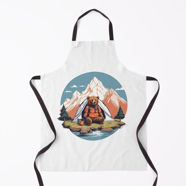 Item preview, Hiker Bear Camping Sunset Mountain Badge designed and sold by No Talk Studio .