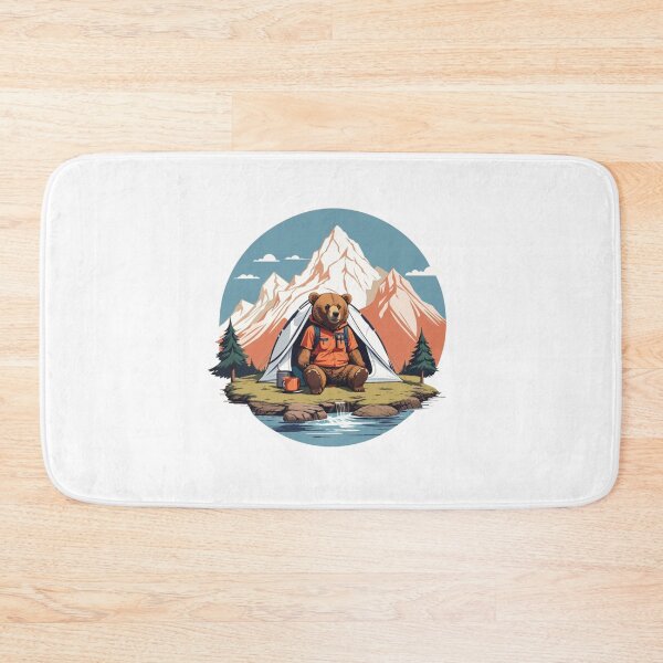 Item preview, Hiker Bear Camping Sunset Mountain Badge designed and sold by No Talk Studio .