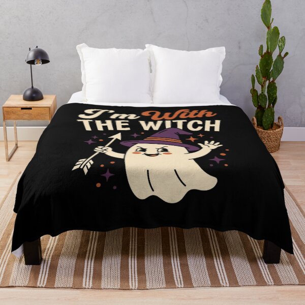 Item preview, I'm with the Witch Funny Halloween Couples T-Shirt | Spooky Matching Couple Graphic Gift designed and sold by Trendably.