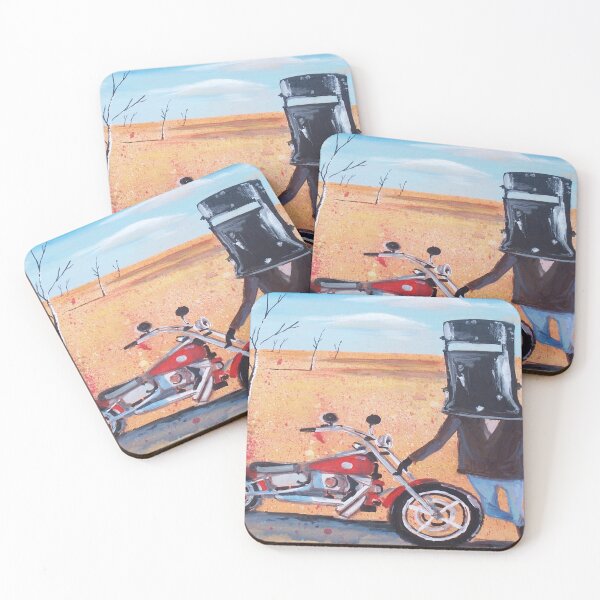 Item preview, Ned Kelly on a Chopper Outback Australia designed and sold by Al Benge - NZ & Australian Art.