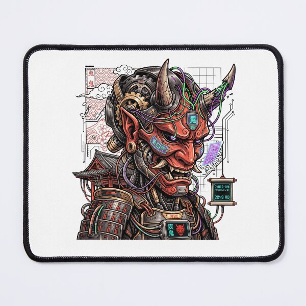 Item preview, Cyberpunk Oni Samurai Mecha Japanese Demon Cyborg Streetwear designed and sold by mood-draftsman.