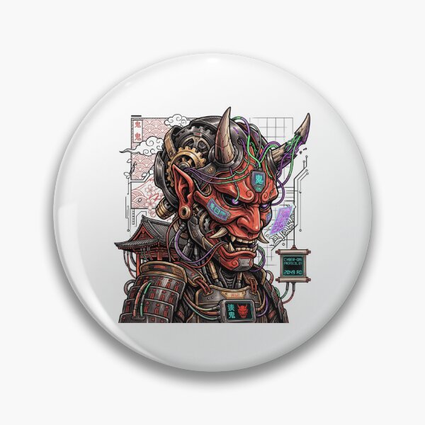 Item preview, Cyberpunk Oni Samurai Mecha Japanese Demon Cyborg Streetwear designed and sold by mood-draftsman.