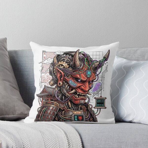 Item preview, Cyberpunk Oni Samurai Mecha Japanese Demon Cyborg Streetwear designed and sold by mood-draftsman.