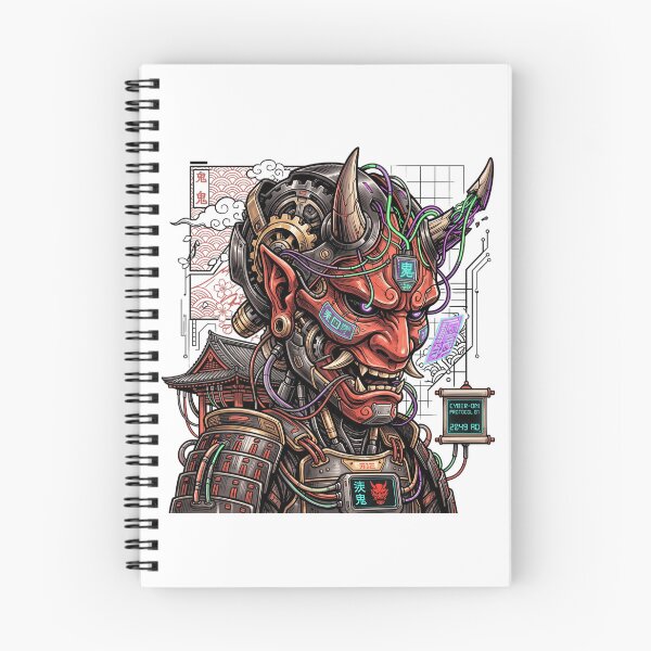 Item preview, Cyberpunk Oni Samurai Mecha Japanese Demon Cyborg Streetwear designed and sold by mood-draftsman.