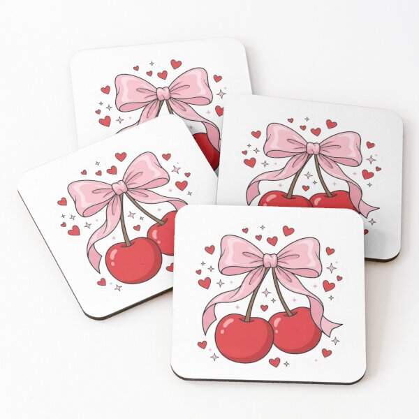 Item preview, Coquette Cherries with Pink Ribbon designed and sold by conamor-bymel.