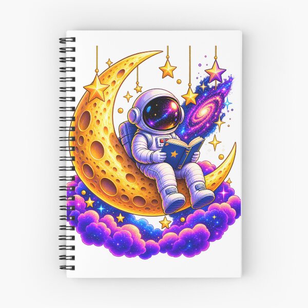 Item preview, Astronaut Reading on a Golden Crescent Moon designed and sold by TinyWeird.