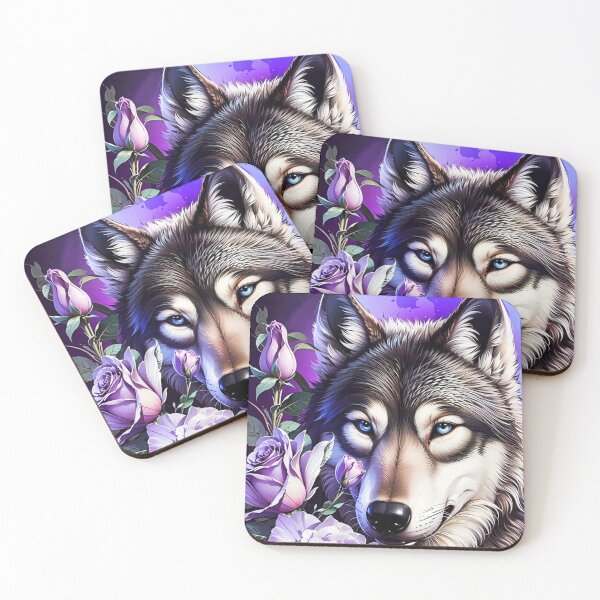 Item preview, wolf & Purple roses designed and sold by INKRebelGraphic.