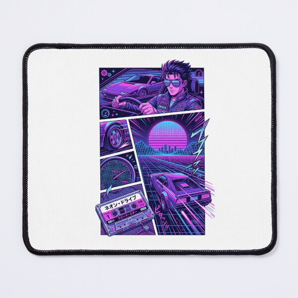 Item preview, Retro Synthwave Anime Driver 80s Cyber Outrun Sports Car Manga Panel designed and sold by mood-draftsman.